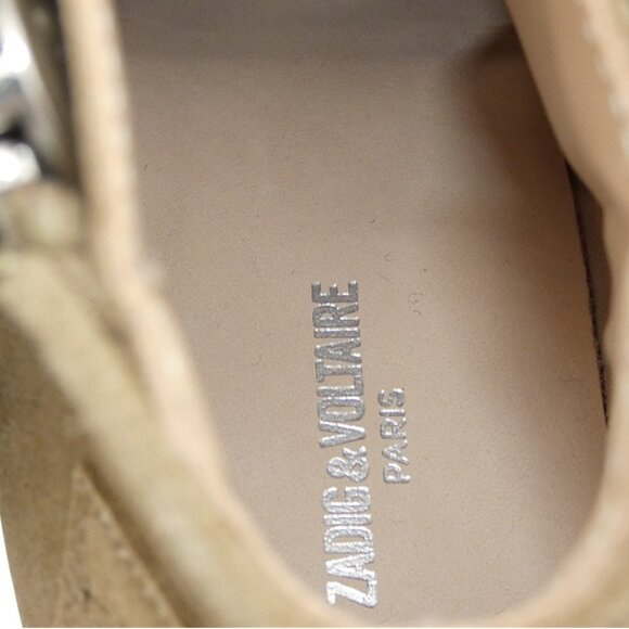NIB Zadig & Voltaire Molly Taupe Suede Zip Ankle Boots Western Block Heel 39 - Picture 8 of 9
